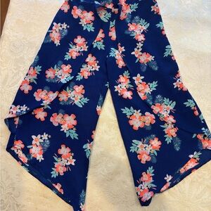 Blue and Pink Wide Leg Floral Pants
